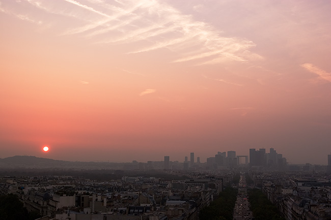 sunset on La Défense